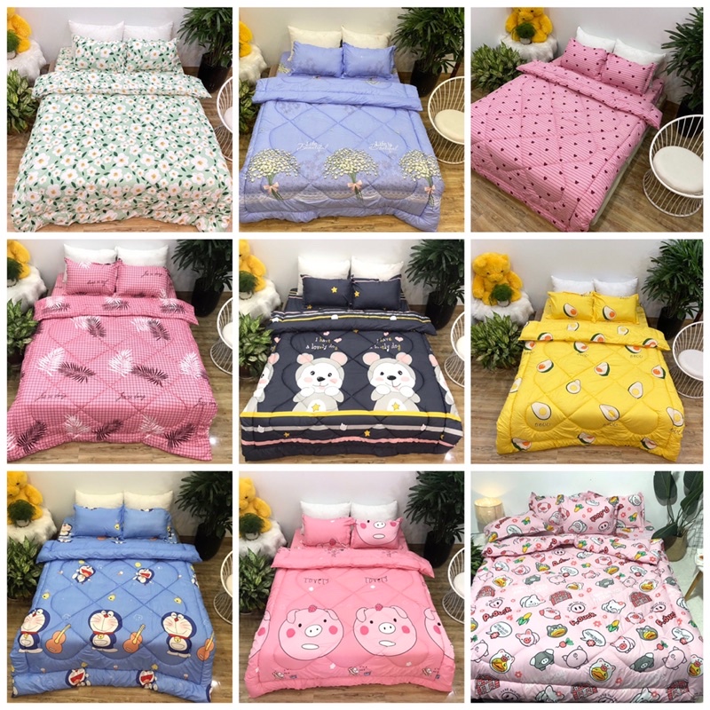 Set Chăn phao ga gối cotton poly 5 món. Được chọn mẫu.