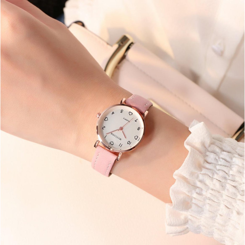 [CỰC XINH] ĐỒNG HỒ NỮ DÂY DA MSTIANQ MẶT SỐ TRÁI TIM DỄ THƯƠNG | BigBuy360 - bigbuy360.vn
