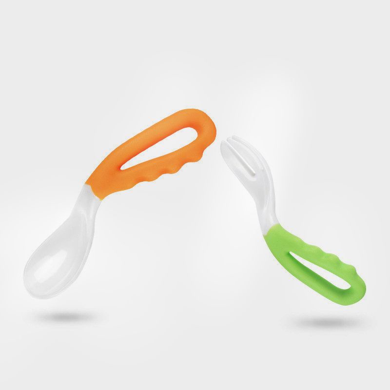 Muỗng Nĩa Uốn Cong Được Chống Trượt Cho Bé Tập Ăn