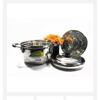 Nồi luộc gà KIÊM NỒI HẤP XÔI Hàn quốc STEAMER COOKER SIZE 28 CM( tặng kèm lồng hấp inox)