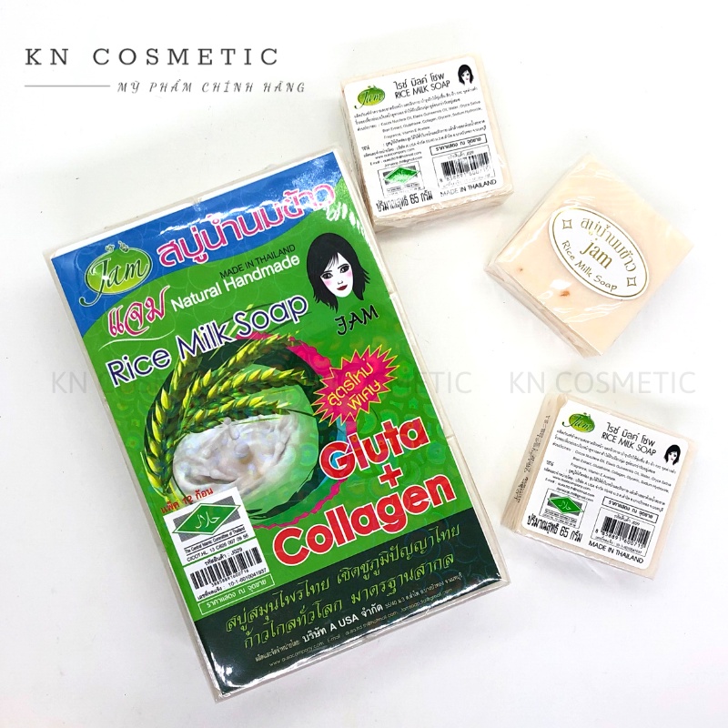 COMBO 12 BÁNH XÀ PHÒNG CÁM GẠO JAM RICE MILK SOAP THÁI LAN 780gr LỐC 12 BÁNH