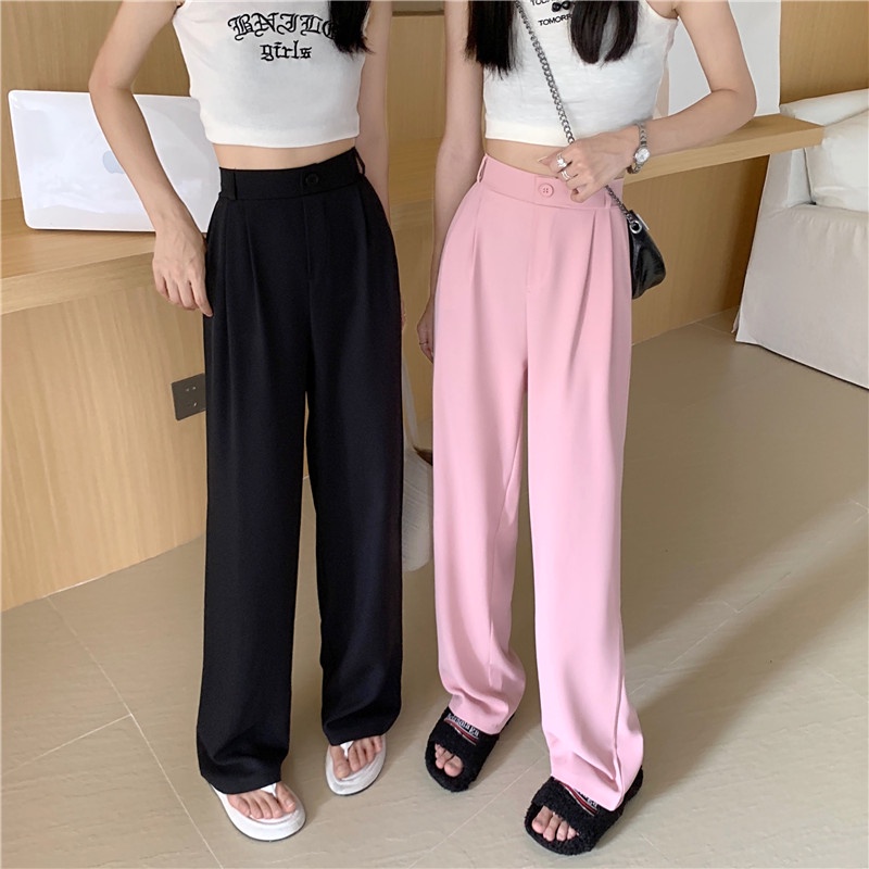 Quần ống rộng Lưng Cao Thời Trang Hàn Quốc Cho Nữ