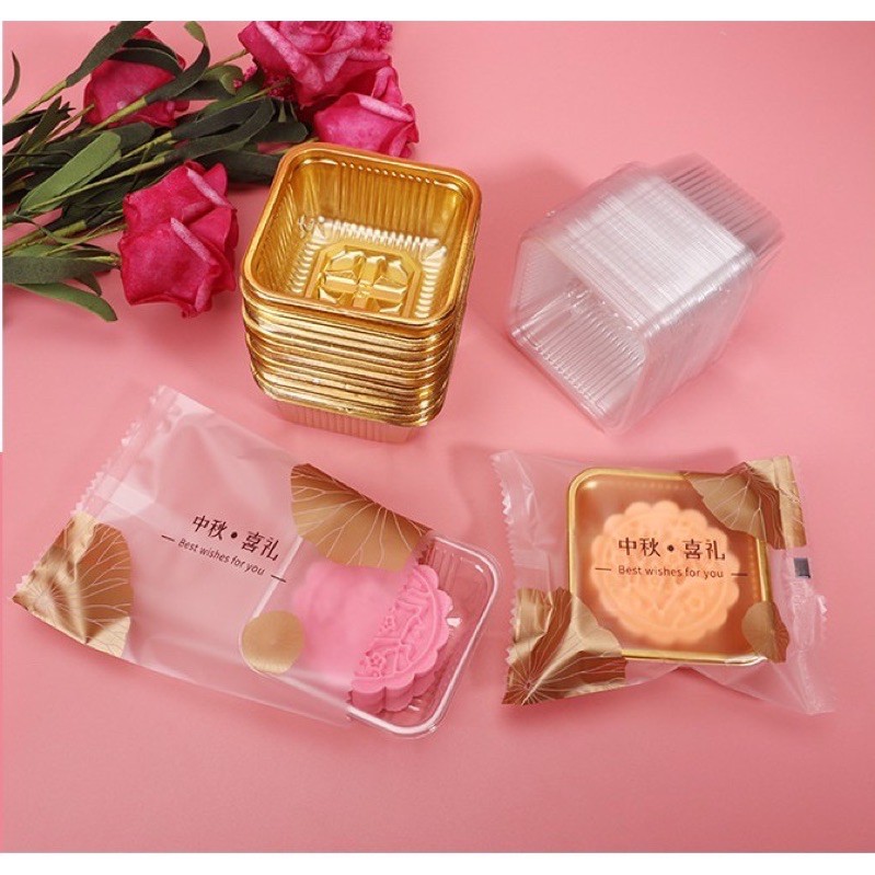 100 khay đựng bánh trung thu màu vàng từ 50g~150g Nhiều size