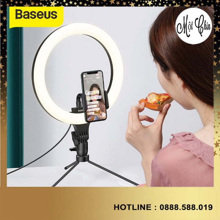 Đèn Baseus Dimmable LED Selfie Ring Light & Tripod USB Selfie Light Ring Lamp Big Photography Ringlight & Stand for Cell
