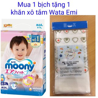 Tặng khăn tắm.tã dán/tã quần Moony M64, S84, L54. L44. M58. XL38.XXL26