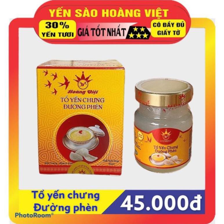 Tổ Yến Chưng Đường Phèn Yến Sào Hoàng Việt Tổ Yến Tươi Thiên Nhiên 30% Hũ Thủy Tinh 70 ML Được Xem Trước Khi Nhận.