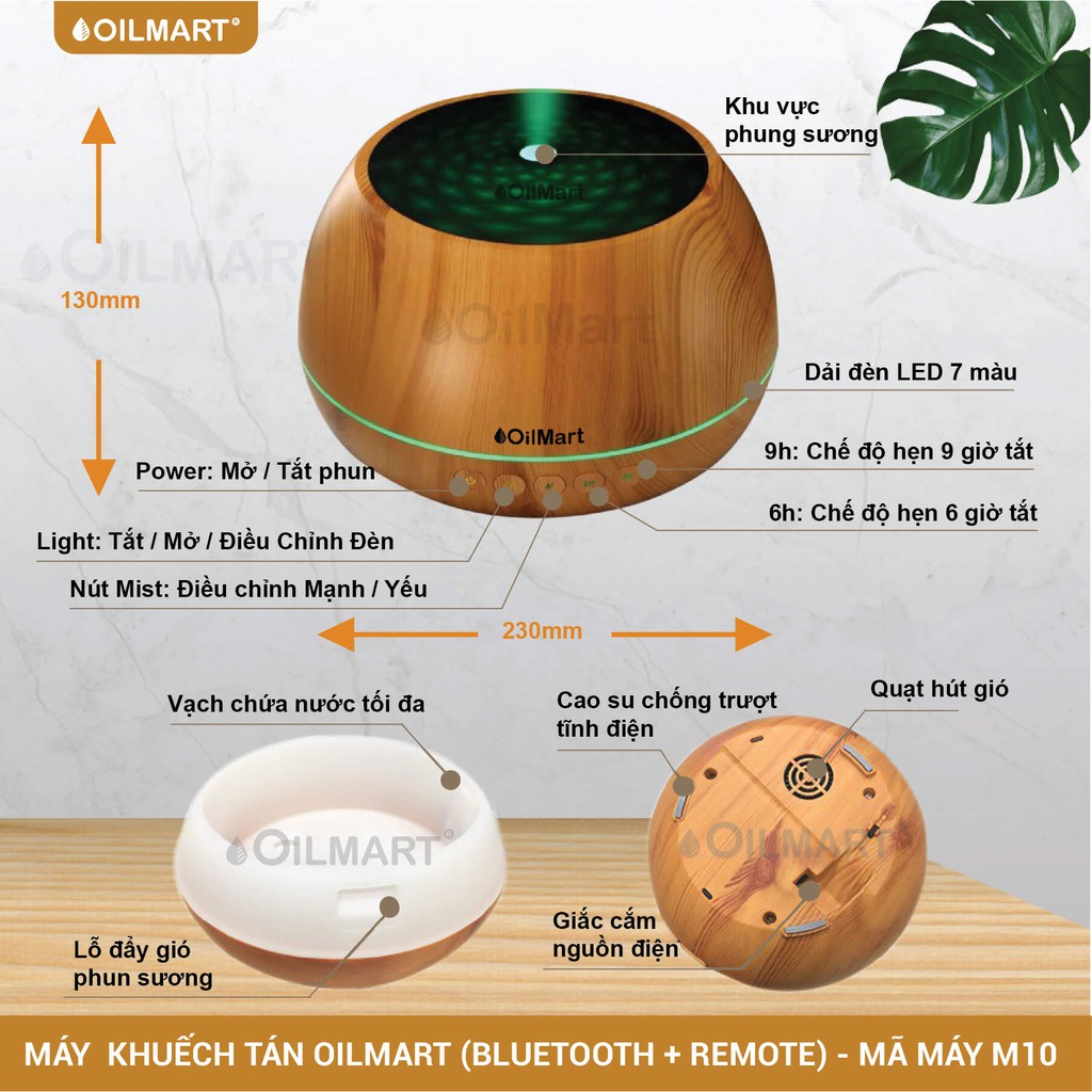 Máy Khuếch Tán Tinh Dầu Oilmart Loa Nhạc - 14W 1000ml