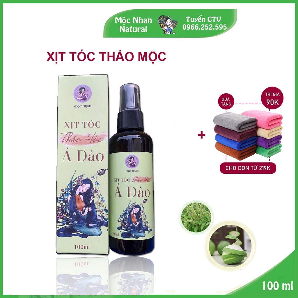Xịt tóc tinh dầu Bưởi rừng & Hương Nhu, Tóc Mọc Nhanh, Mềm Mại, Mộc Nhan Natural Handmade