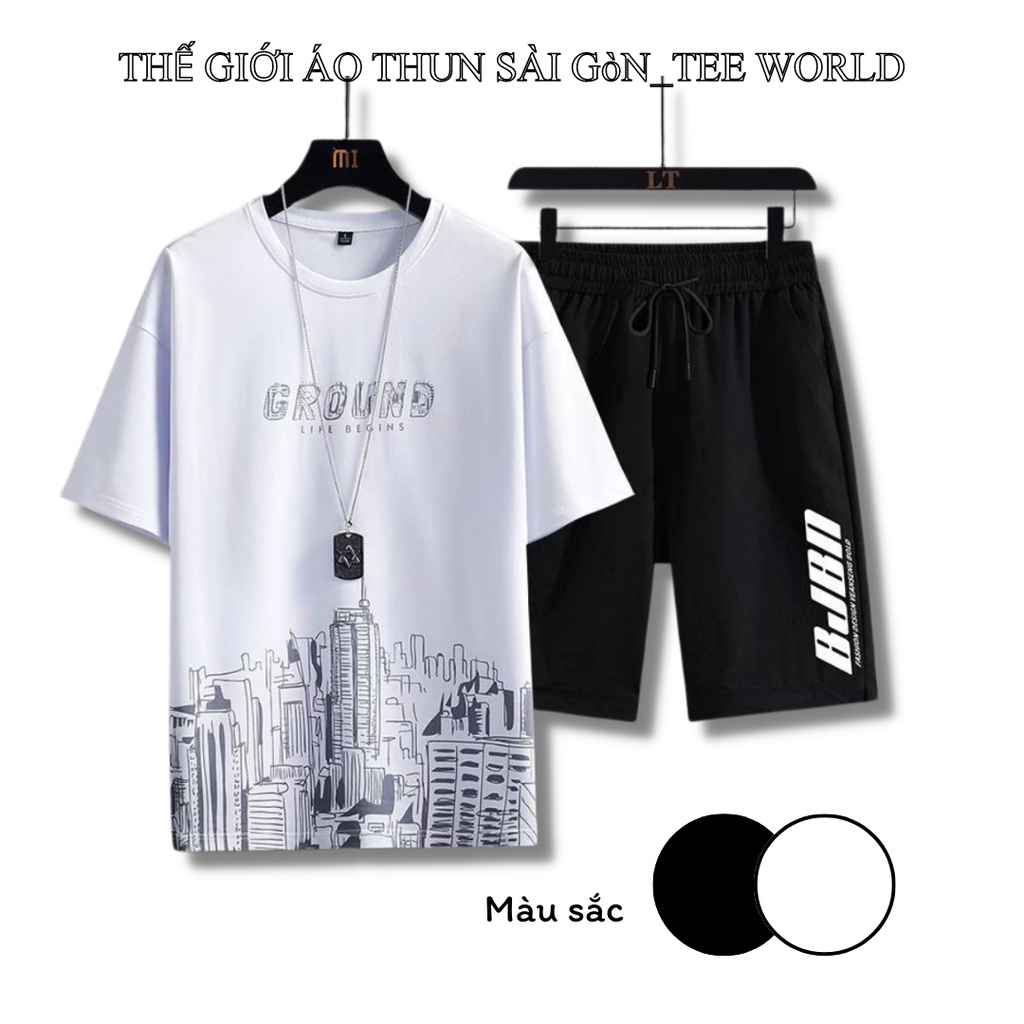 Đồ thể thao nam 🚚 FREESHIP 🚚 Bộ quần áo thể thao nam kiểu chữ GROUND năng động 2 màu mẫu mới nhất 2022 - TeeWorld