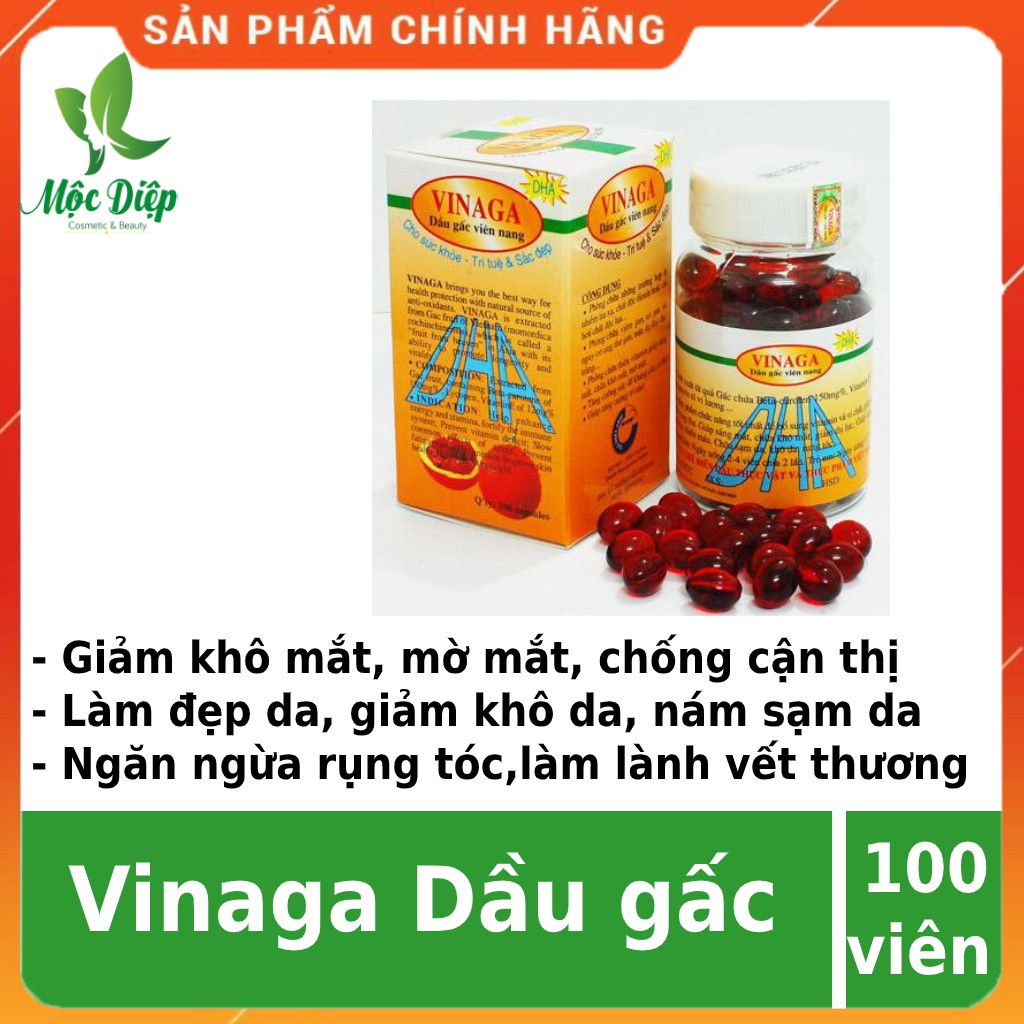 Viên uống bổ mắt ❤️CHÍNH HÃNG👍 Dầu gấc Vinaga DHA ❤️Sáng mắt, đẹp da, chống oxy hóa, giúp trẻ ăn ngon