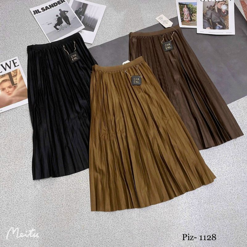 Chân váy dạ xếp ly dáng dài hàng Quảng Châu