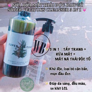 [TẶNG 10 mask giấy nén miniso] Full size 300ml Sữa rửa mặt thải độc rau củ Super Vegitoks Cleanser