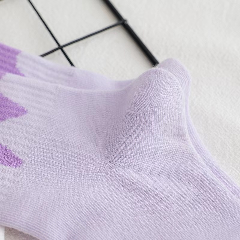 Tất cotton thoải mái ống giữa bắp chân phong cách thể thao cho nữ