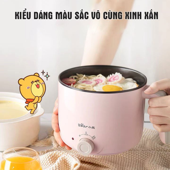 Nồi điện đa năng Bear - Nấu cơm, lẩu, hấp, luộc, món nước tiện lợi - Nồi chống dính, vỏ cách nhiệt [BẢO HÀNH CHÍNH HÃNG]