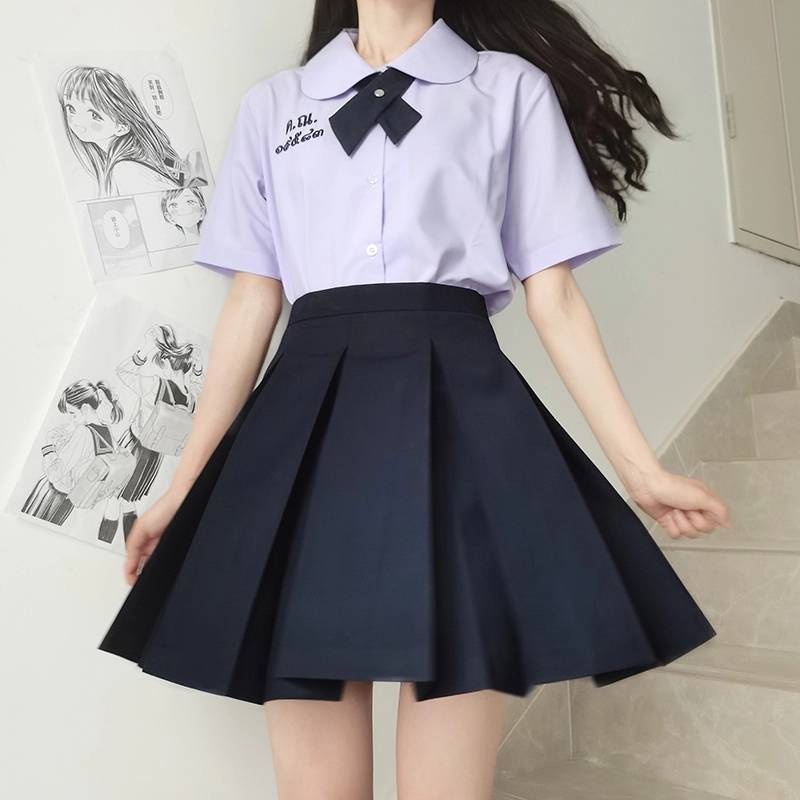 Váy nữ ✬Đồng phục học sinh Thái Lan Naulotai-loại tình yêu đầu tiên để tránh cô gái có cùng một đoạn JK đầy đủ bộ áo sơ mi ngắn tay váy ngắn♞
