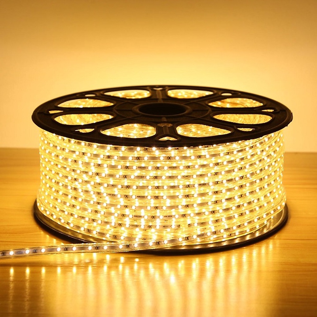 Dây led đôi màu vàng 2835 mạch led sợi đồng bọc vỏ nhựa silicon dẻo - cắt theo m