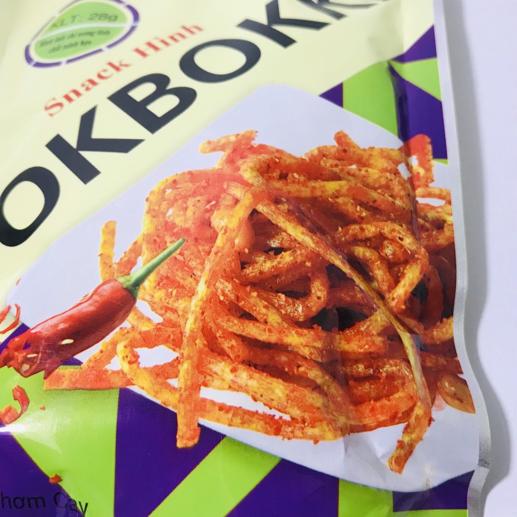 Snack hình Tokbokki ăn liền hương vị thơm cay 28g - đồ ăn vặt Hà My