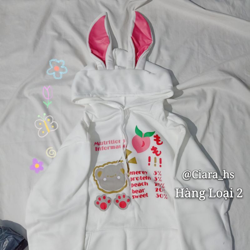 [Có Ảnh Thật - Order Hàng Loại 1] (H) Áo Hoodie Lolita nỉ bông tai thỏ in hình oversize loại đẹp 🐰