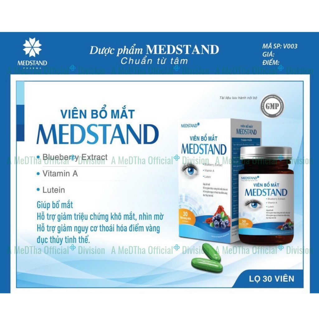 Viên Bổ Mắt Medstand - Giảm Khô Mắt, Mỏi Mắt, Nhìn Mờ, Phòng Nguy Cơ Đục Thủy Tinh Thể