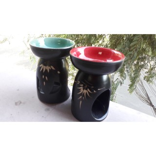 Đèn đốt tinh dầu bằng nến trụ liền hoa lớn gốm sứ Bát Tràng sản xuất tại Việt nam