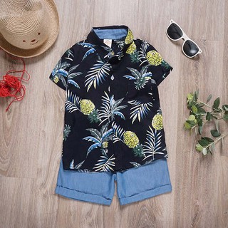 Áo hoa lá đi biển cho bé trai