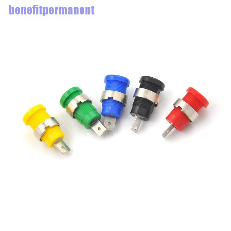 Benefitpermanent✹★ 5Pcs 4Mm Banana Plugs Female Jack Socket Plug Wire Connector 5 Colors