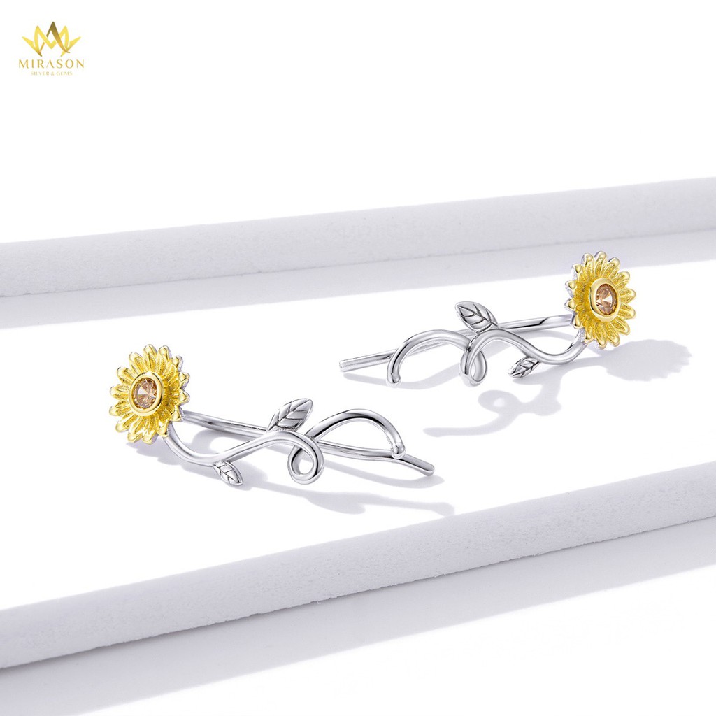 Khuyên Tai Bạc Nữ MIRASON Hoa Hướng Dương Chung Thủy MBT182 -  Bông Tai Nữ Bạc 925 Cao Cấp