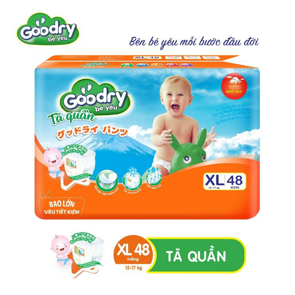 Tã bỉm quần goodry gói Jumbo size M60/L54/XL48/XXL44 chuẩn nhật