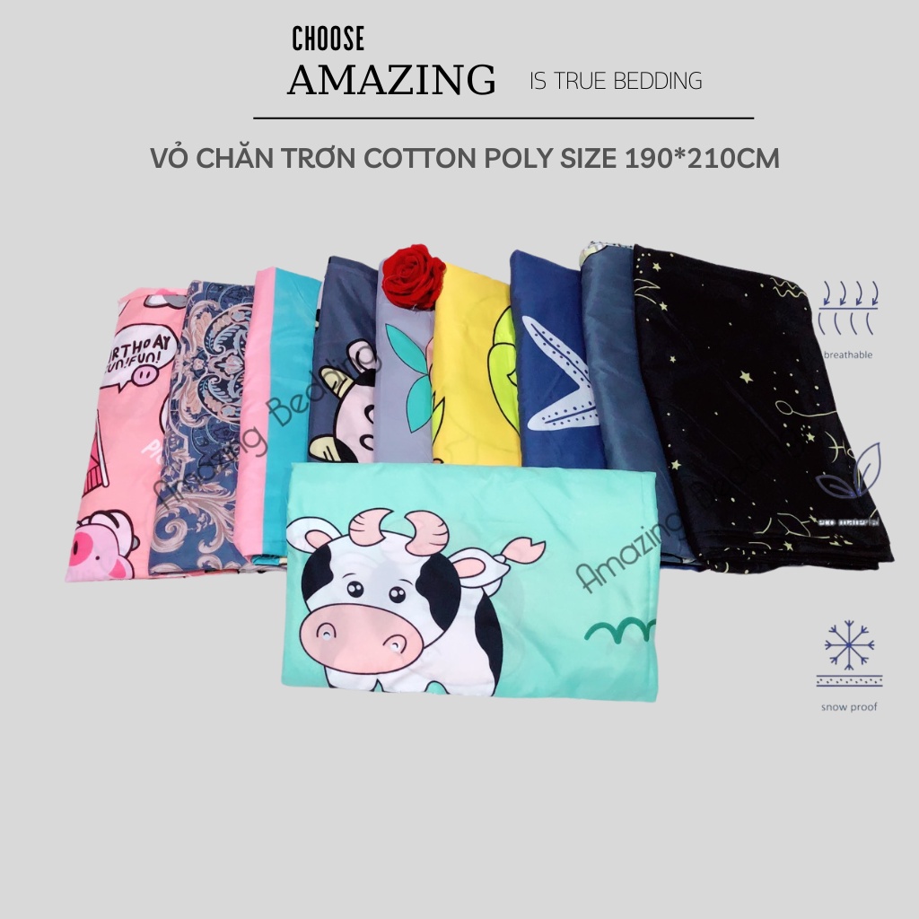 Vỏ chăn trơn cotton poly nhiều màu sắc (được chọn mẫu)