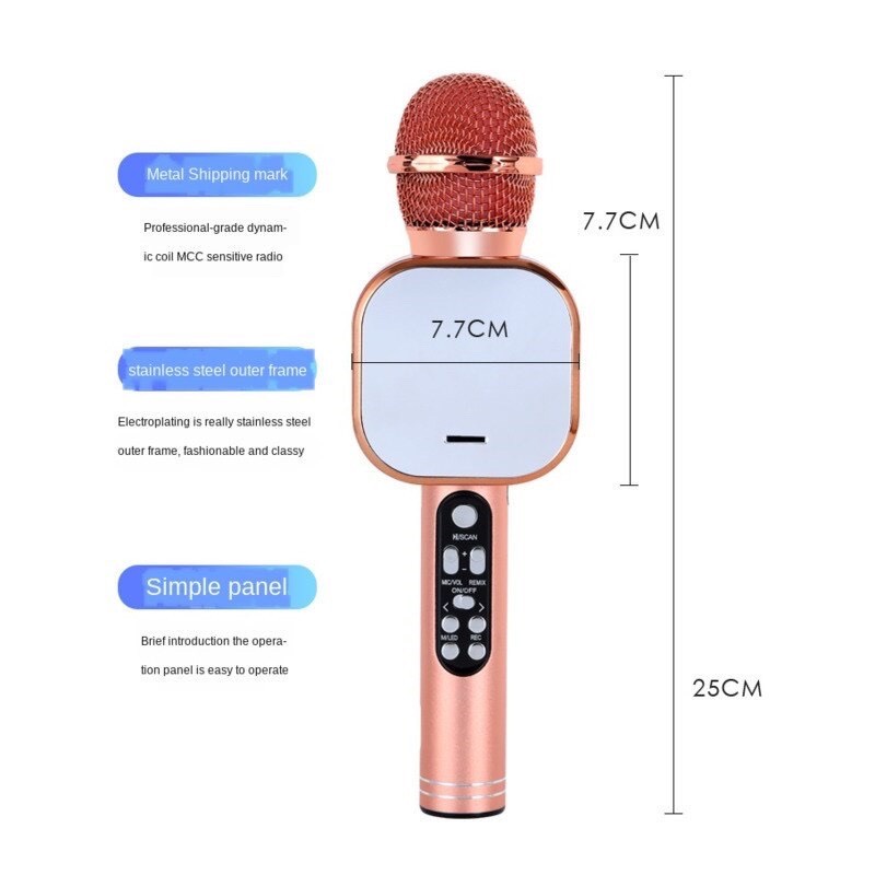 [Mã ELHACE giảm 4% đơn 300K] Micro Karaoke Bluetooth Không Dây Q009 Âm Thanh 3D Có Đèn LED - Hỗ trợ ghi âm