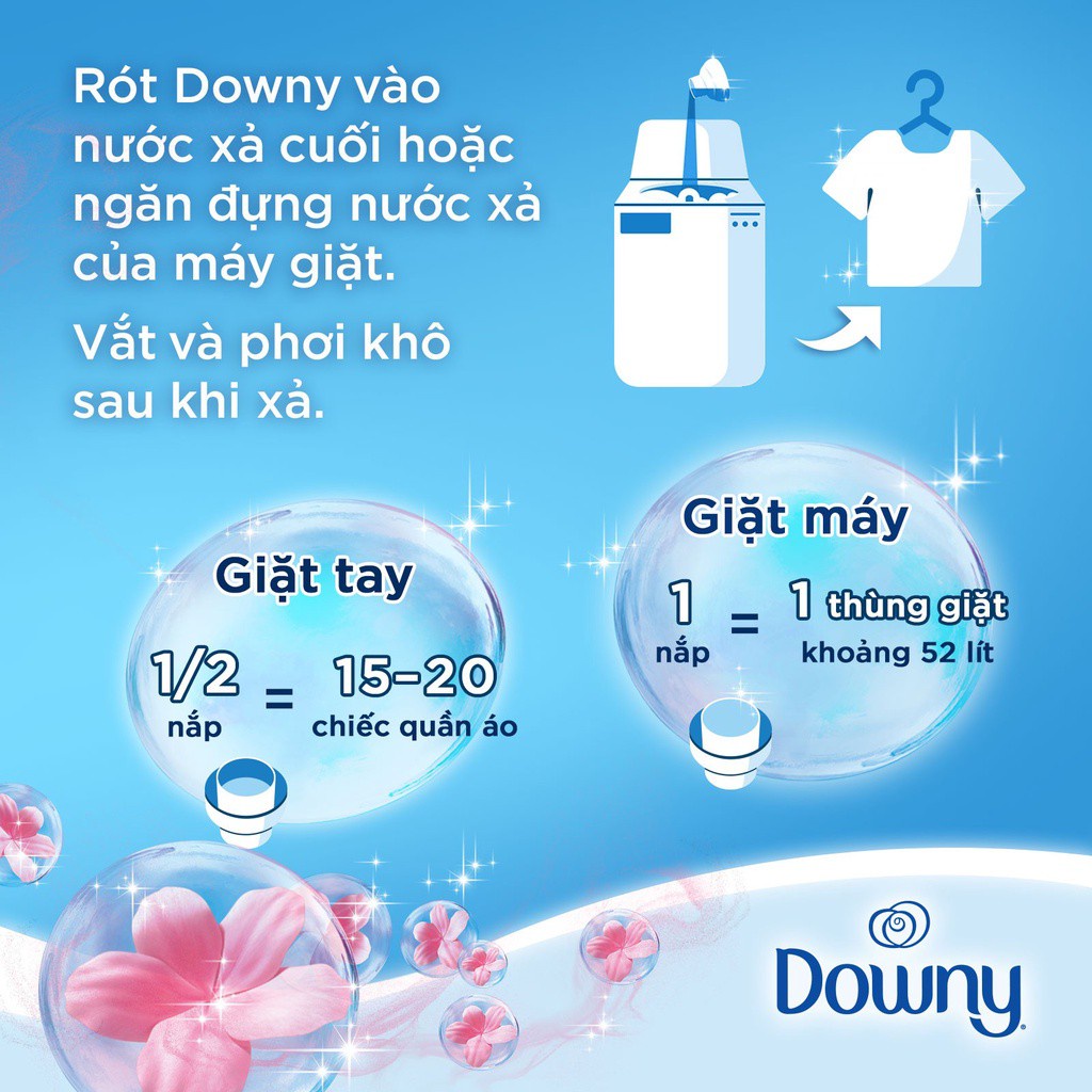 [Nguyên thùng] Combo 4 túi Nước xả vải Downy Nắng mai (Xanh) túi 3.5L X4