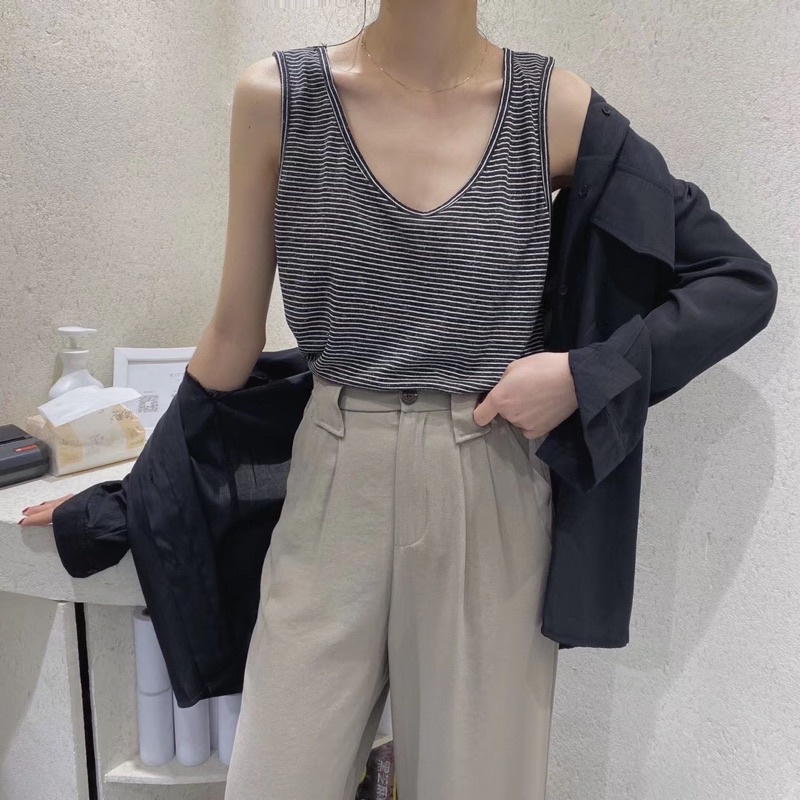 Áo thun sọc ba lỗ thời trang