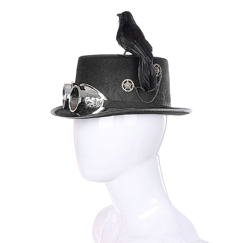 Xiangbao Mũ Jazz Màu Đen Phong Cách Gothic Steampunk Bằng Kim Loại Nặng Dùng Hóa Trang Lễ Hội Nhạc Lễ Hội Steampunk