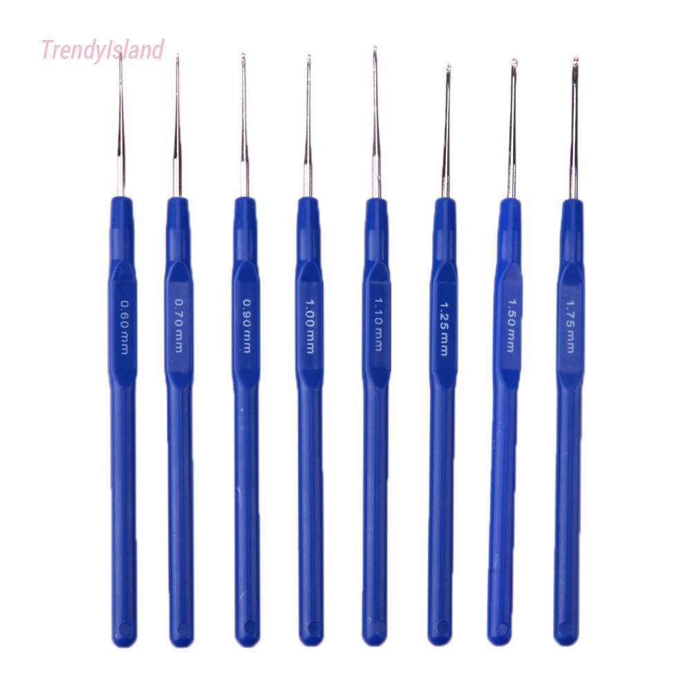 8pcs 0.6-1.75mm Crochet Hooks Kits Plastic Handle Knitting Needles Set Weave Yarn Household Craft