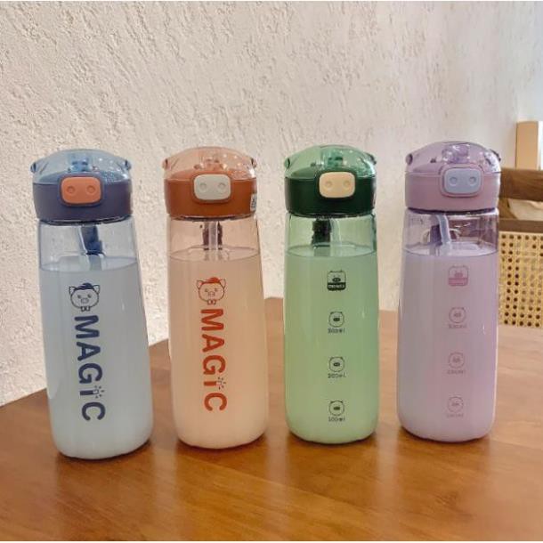 Bình Nước Tập Gym Magic 450ml 500ml Kèm Ống Hút Dẻo