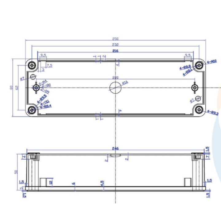 Tủ điện nhựa DS-AT-0825 (80*250*65)VIP hộp điện nhựa chống thấm nước dùng ngoài trời, hộp kĩ thuật đấu điện