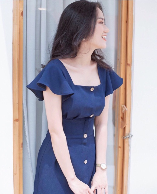 [Mã FATHANG5 giảm 10K đơn 50K] Đầm xanh cổ U tay bèo (kèm hình thật) | BigBuy360 - bigbuy360.vn