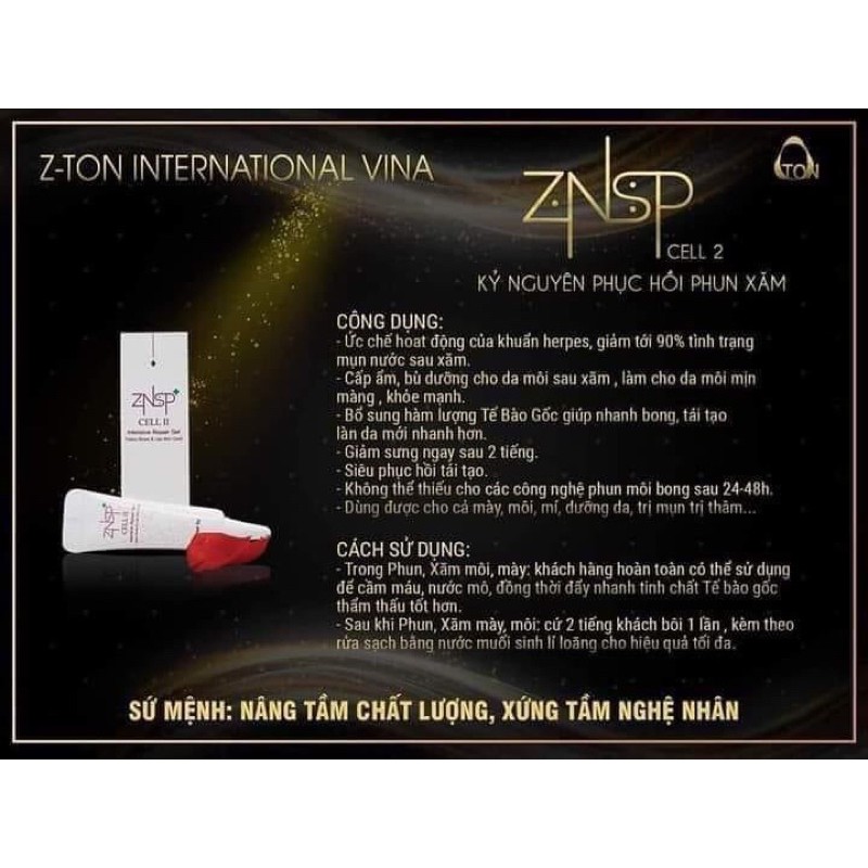 [ Hộp 10 tuýt ]Tế bào gốc ZNSP INTENSIVE 2 ,dưỡng kích màu môi tái tạo da phun xăm thẩm mỹ ,spa