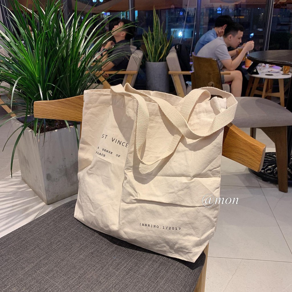 2101553 Túi tote nữ - túi vải đeo vai chất vải thô mềm dày dặn basic thời trang ulzzang