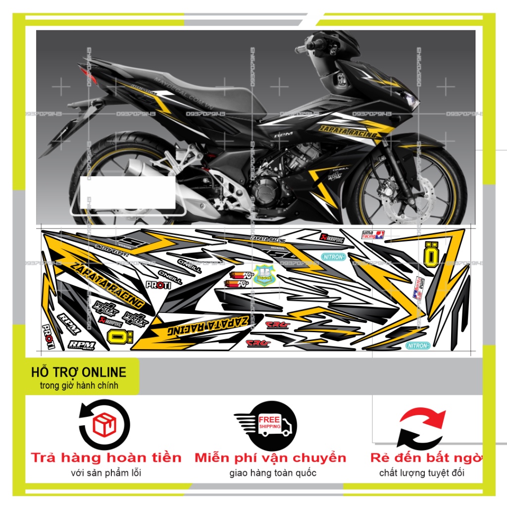 TEM XE WINNER X VÀNG ĐEN 25227 -- SHIN DECAL 2