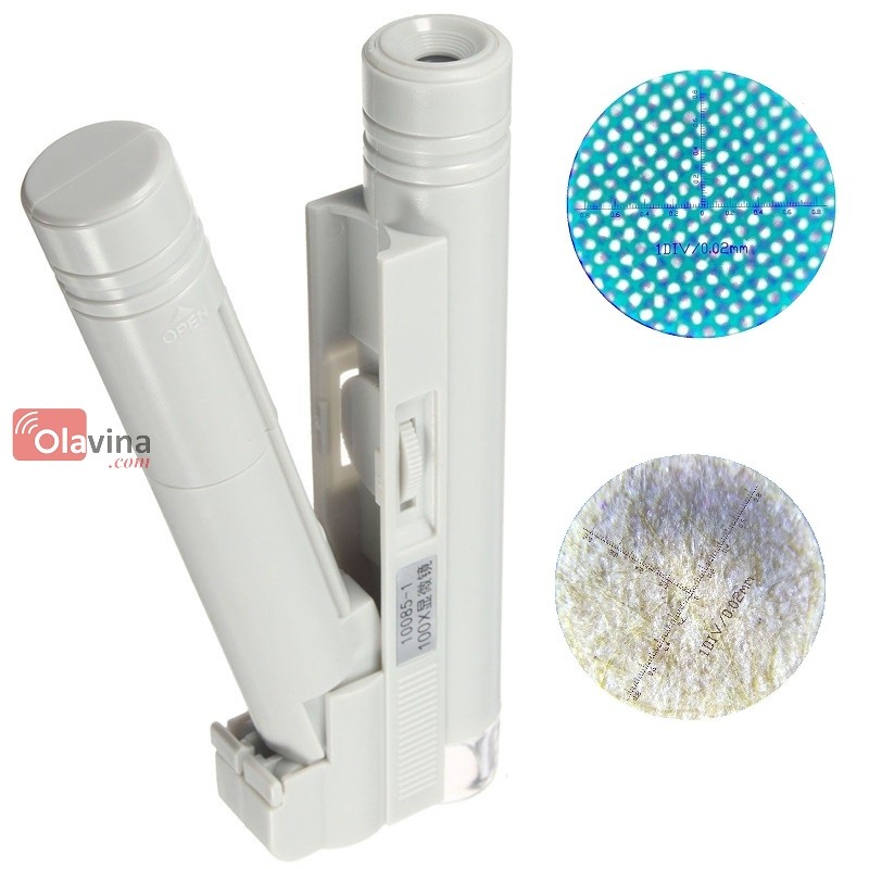 Kính lúp cầm tay độ phóng đại 100x có thước đo