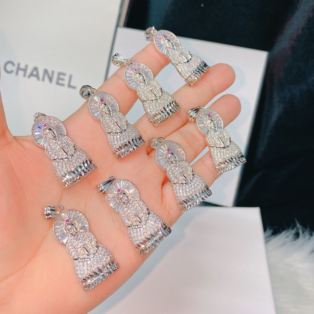 Mặt Mẹ full đá mạ bạch kim -