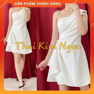 [ HÀNG THIẾT KẾ- CỰC VIP] Đầm dự tiệc lệch vai 1 bên chuổi