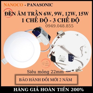 Đèn led âm trần 9w, 6w, 12w siêu mỏng panasonic - nanoco 1 chế độ trắng, 3 chế độ màu - hàng chính hãng - bảo hành đổi m