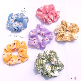 Cột tóc vải voan scrunchies hoa cúc cao cấp Orin K1181