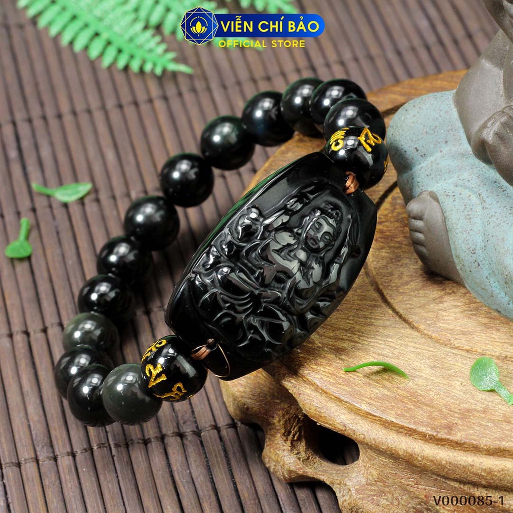Vòng tay đá phong thủy mix phật bản mệnh Obsidian thời trang phụ kiện trang sức Viễn Chí Bảo V000085
