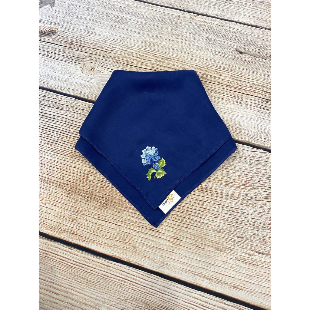 Khăn Tay Lụa SenSilk Thêu Hoa Cẩm Tú Cầu - 100% Silk Made in Vietnam