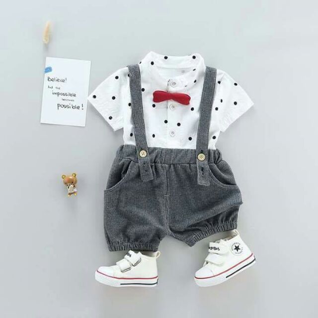 Yếm Nơ Đỏ Áo Chấm Bi Bé Trai 6-16kg - Hàng Quảng Châu- Không Phải Hàng Xưởng Nhái - SHUBISHOP