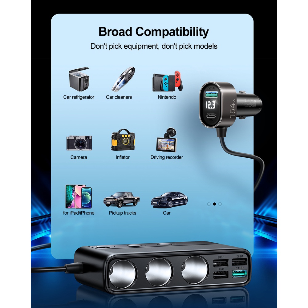 Tẩu Sạc Nhanh 9 Cổng USB 154W 5V 3.1A Có Đèn LED Cho Điện Thoại Android Iphone