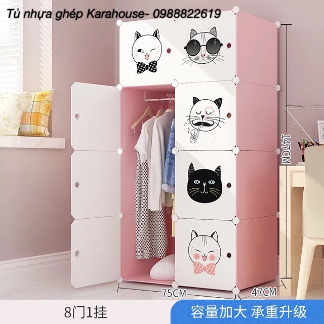 TỦ NHỰA LẮP GHÉP ĐA NĂNG 8 Ô SIZE TO, SÂU 47CM ( chọn mẫu theo phân loại hàng )